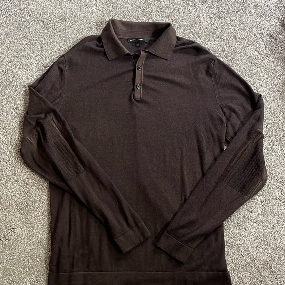Men’s Dark Brown Merino Wool long Sleeve Shirt